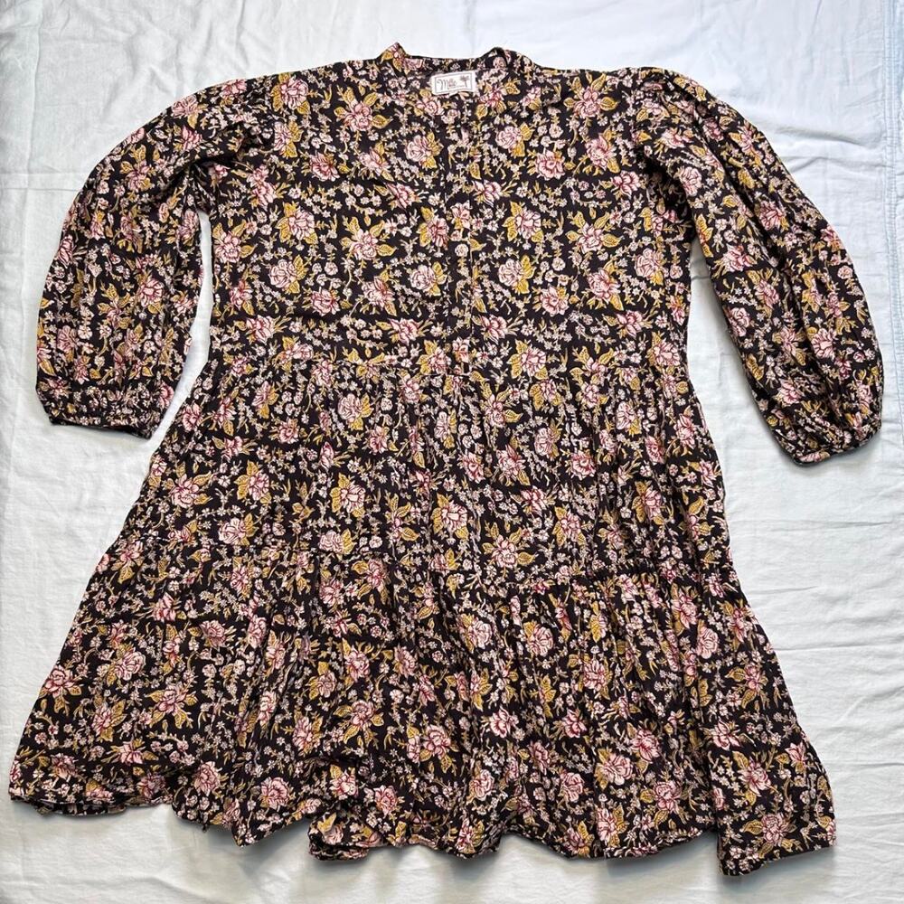 Mille Floral Boho Tiered Dress XL Puff Sleeve
